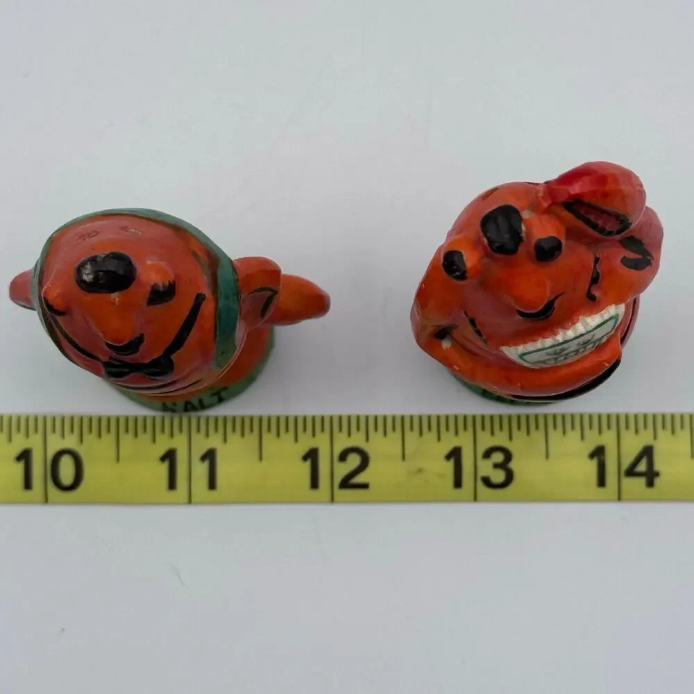 VTG Anthropomorphic Lobster Couple Salt & Pepper Shakers Set Orange MCM Japan